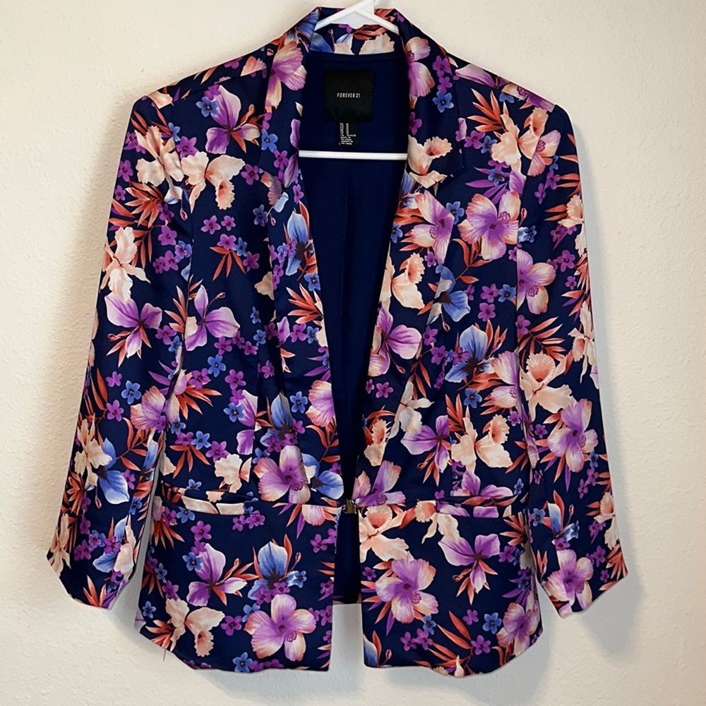 forever 21 satin floral blazer